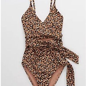 Aerie Leopard Print Wrap Swimsuit NWT size S